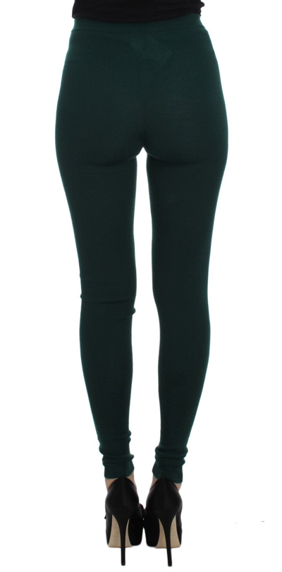 Shop Dolce & Gabbana Green Cashmere Stretch Tights Women's Pants