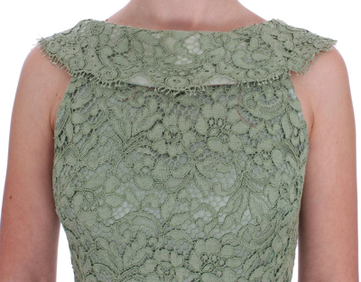 Shop Dolce & Gabbana Green Floral Lace Sheath Maxi Women's Dress