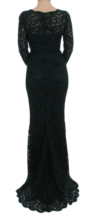 Shop Dolce & Gabbana Green Lace Sheath Long Gown Ball Women's Dress