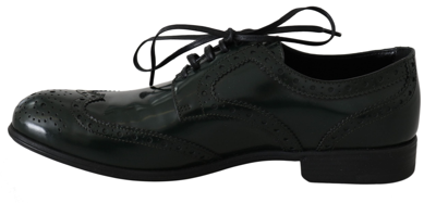 Shop Dolce & Gabbana Green Leather Broque Oxford Wingtip Women's Shoes