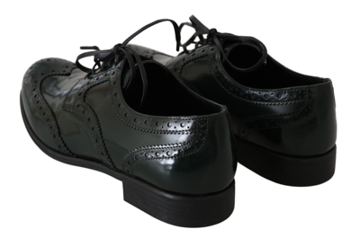 Shop Dolce & Gabbana Green Leather Broque Oxford Wingtip Women's Shoes
