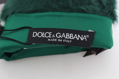 Shop Dolce & Gabbana Green Leather Xiangao Fur Elbow Women's Gloves