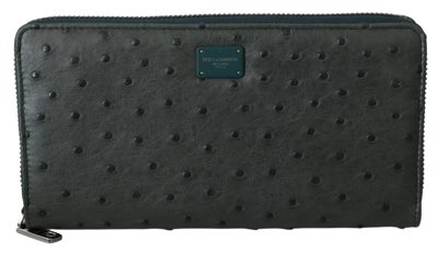 Shop Dolce & Gabbana Green Ostrich Leather Continental Mens Clutch Men's Wallet