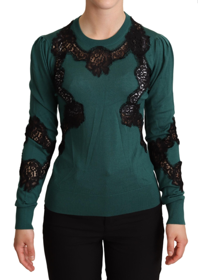 Shop Dolce & Gabbana Green Wool Crewneck Women's Sweater