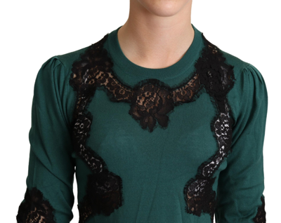 Shop Dolce & Gabbana Green Wool Crewneck Women's Sweater