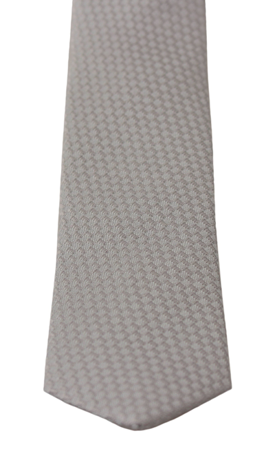 Shop Dolce & Gabbana Grey 100% Silk Embroidered Classic Wide Neckmen's Men's Tie