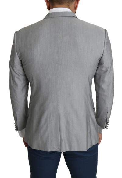 Shop Dolce & Gabbana Elegant Silk Blend Light Gray Men's Blazer