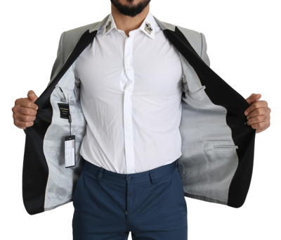 Dolce & Gabbana Light Gray Single Breasted Sartoria Blazer In Gray