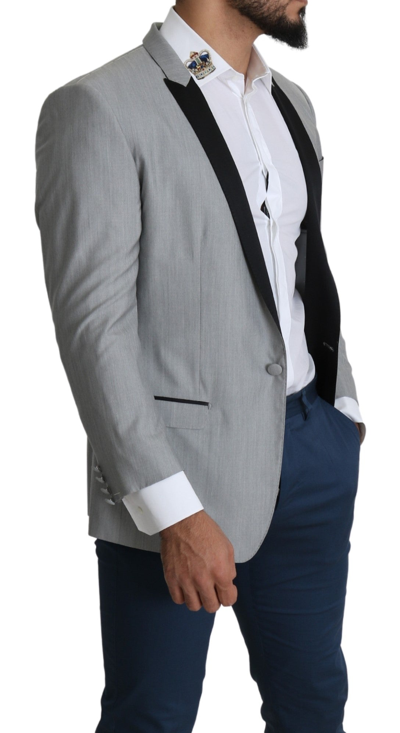 Dolce & Gabbana Light Gray Single Breasted Sartoria Blazer In Gray