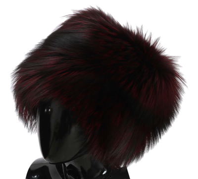 Shop Dolce & Gabbana Maroon Black Silver Fox Fur Winter Women's Hat