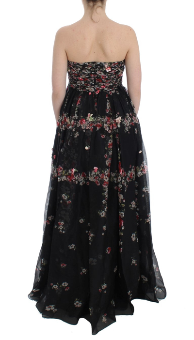 Shop Dolce & Gabbana Elegant Strapless Silk Maxi Women's Dress In Black