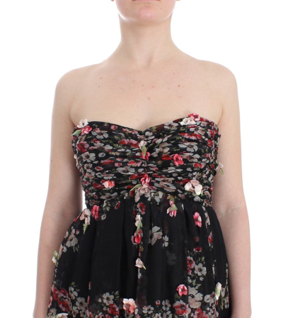 Shop Dolce & Gabbana Masterpiece Black Floral Print Silk Runway Women's Dress