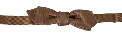 Dolce & Gabbana Men Brown Gold Adjustable Neck Papillon Bow Tie In Brown