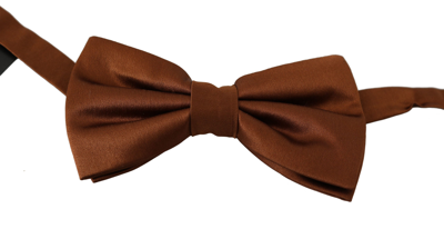 Shop Dolce & Gabbana Elegant Silk Bow Tie In Bronze Men's Elegance In Brown
