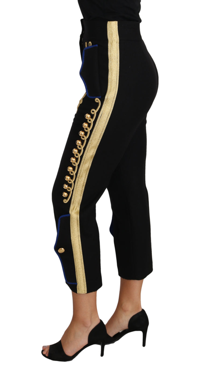 Shop Dolce & Gabbana Military Embellished Women'ss Black Gold Dress Women's Pant