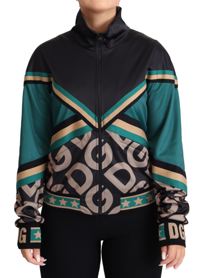 Shop Dolce & Gabbana Multicolor Dg Logo Mania Track Bomber Women's Jacket