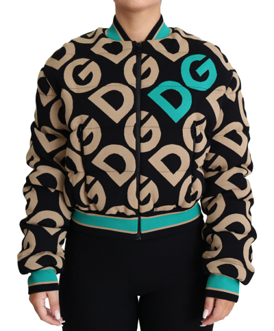 Shop Dolce & Gabbana Multicolor Dg Logo Print Quilted Bomber Women's Jacket