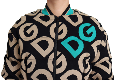 Shop Dolce & Gabbana Multicolor Dg Logo Print Quilted Bomber Women's Jacket