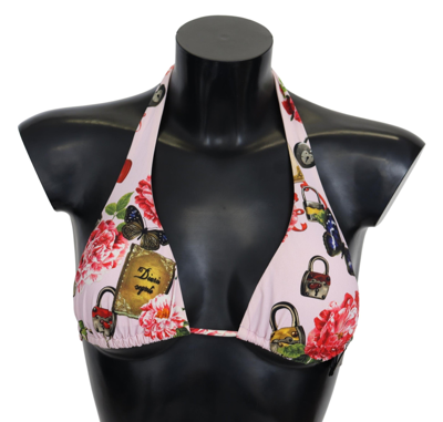 Shop Dolce & Gabbana Multicolor Floral Butterfly Padlock Bikini Women's Tops