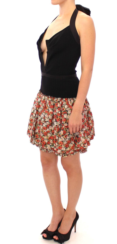Dolce & Gabbana Multicolor Floral Bubble Halterneck Dress In Multicolor
