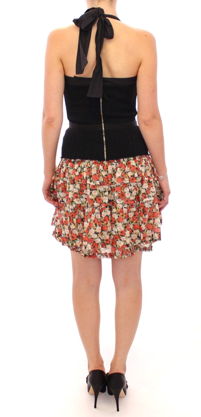 Dolce & Gabbana Multicolor Floral Bubble Halterneck Dress In Multicolor