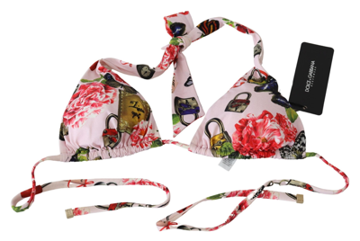 Shop Dolce & Gabbana Multicolor Floral Butterfly Padlock Bikini Women's Tops