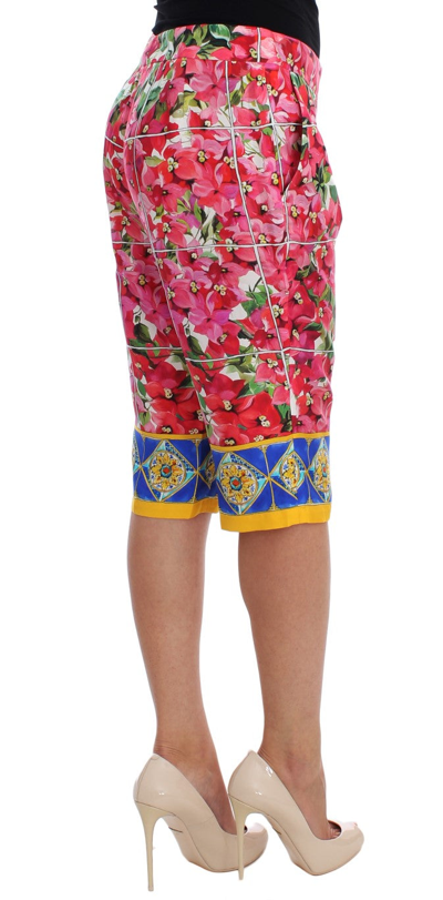 Shop Dolce & Gabbana Multicolor Floral Knee Capris Shorts Women's Pants
