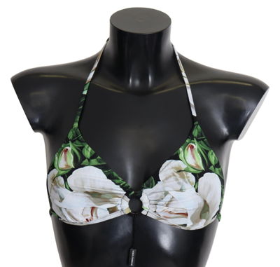 Shop Dolce & Gabbana Multicolor Floral Print Halter Swimwear Bikini Women's Top