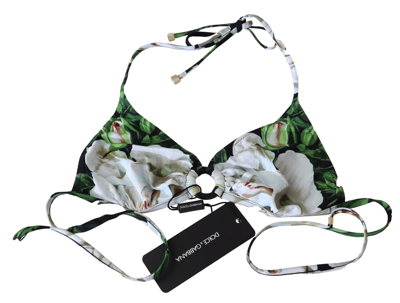 Shop Dolce & Gabbana Multicolor Floral Print Halter Swimwear Bikini Women's Top
