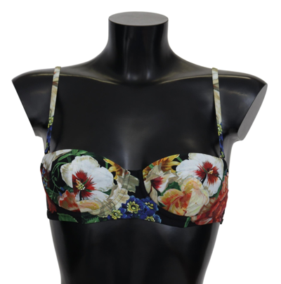 Shop Dolce & Gabbana Multicolor Floral Print Swimwear Bikini Women's Tops