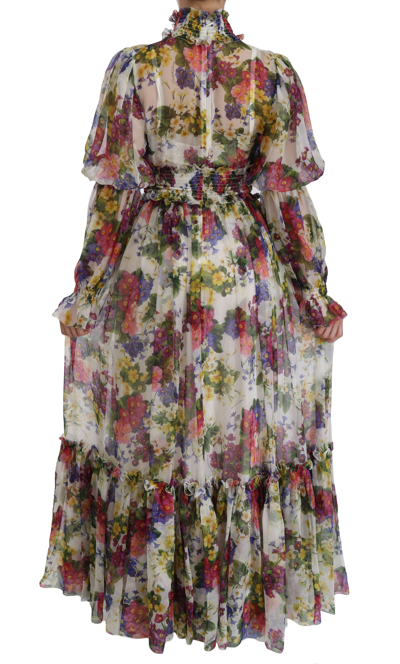 Shop Dolce & Gabbana Multicolor Floral Silk Long Gown Women's Dress