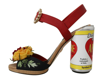 Shop Dolce & Gabbana Multicolor Floral-embellished Cylindrical Heels Amore Women's Sandals