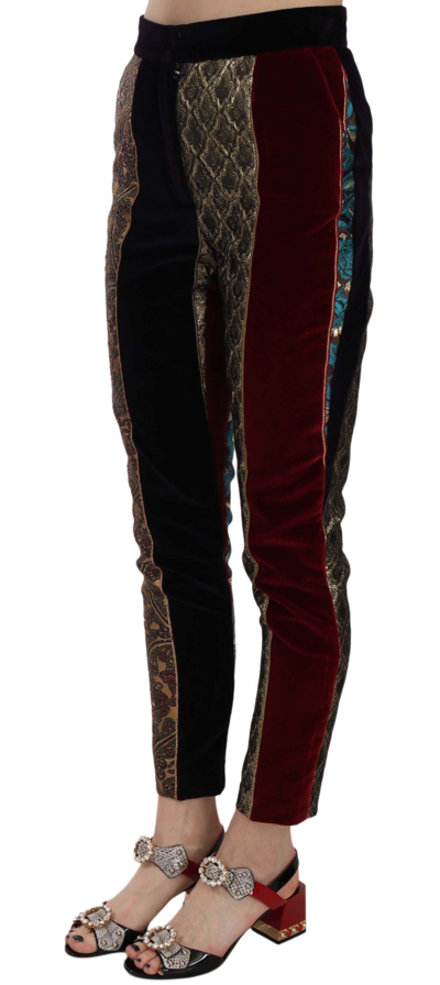Shop Dolce & Gabbana Multicolor Jacquard Cropped Tapered Women's Pants