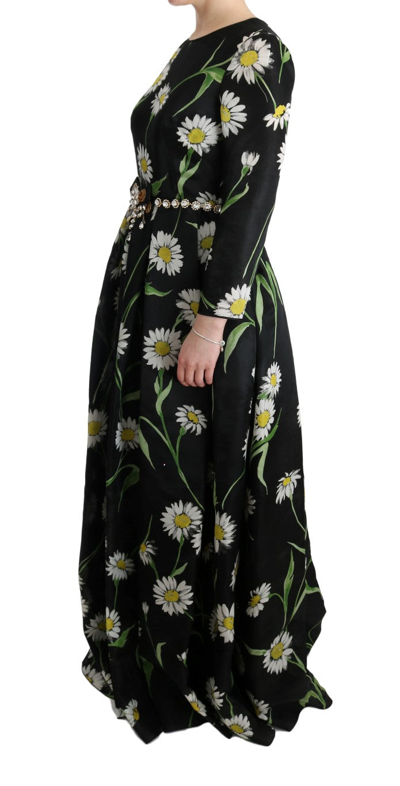 Shop Dolce & Gabbana Multicolor Silk Sunflower Print Long Maxi Women's Dress