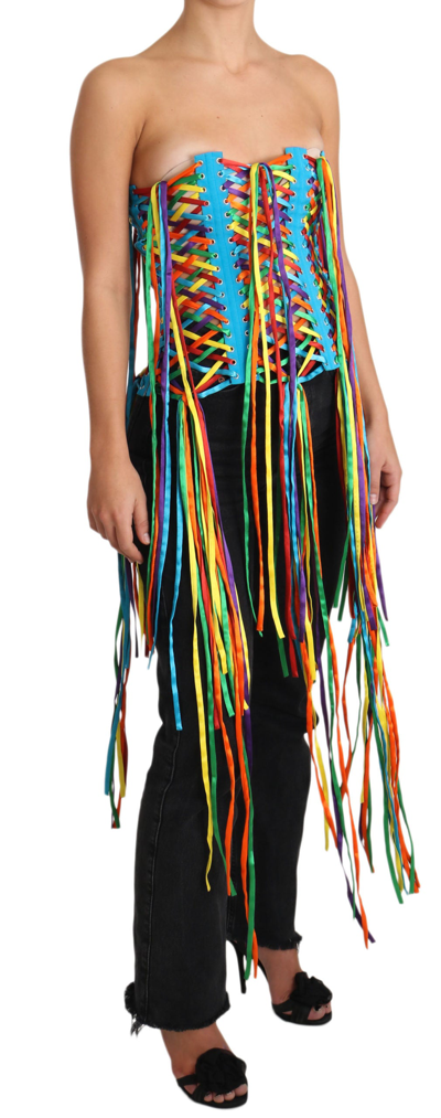 Dolce & Gabbana Multicolor Strings Bustier Polyester Corset  Top In Multicolor
