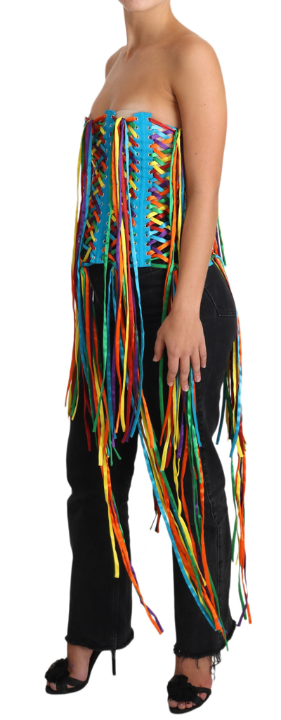 Dolce & Gabbana Multicolor Strings Bustier Polyester Corset  Top In Multicolor