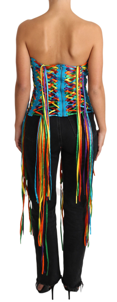 Dolce & Gabbana Multicolor Strings Bustier Polyester Corset  Top In Multicolor