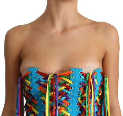 Dolce & Gabbana Multicolor Strings Bustier Polyester Corset  Top In Multicolor