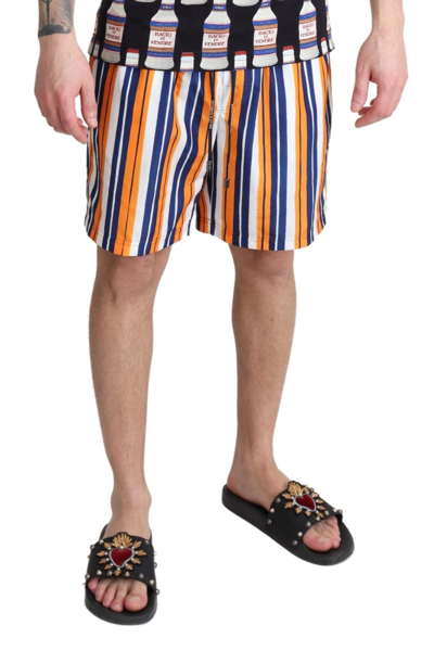 Shop Dolce & Gabbana Multicolor Striped Beachwear Men's Swimshorts