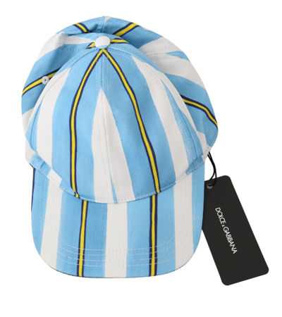Shop Dolce & Gabbana Multicolor Stripes Baseball Cotton Men's Cap
