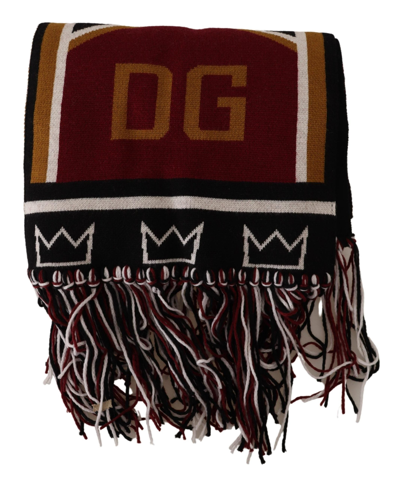 Dolce & Gabbana Multicolor Wool Knit Dg King Shawl Wrap Scarf In Multicolor