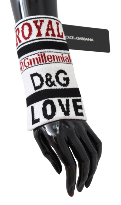 Shop Dolce & Gabbana Multicolor Wool Knit D&g Love Wristband Men's Wrap