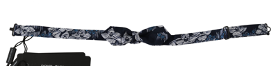 Dolce & Gabbana Navy Blue Floral Slim Adjustable Neck Papillon Men  Bow Tie In Navy Blue