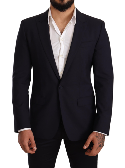 Dolce & Gabbana Black Slim Fit Coat Jacket Martini Blazer In Blue