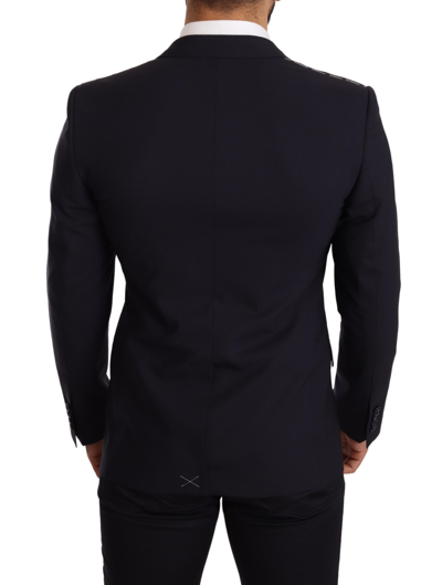 Dolce & Gabbana Black Slim Fit Coat Jacket Martini Blazer In Blue