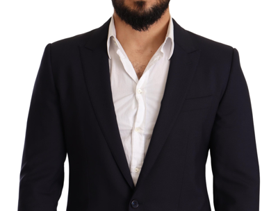 Dolce & Gabbana Black Slim Fit Coat Jacket Martini Blazer In Blue