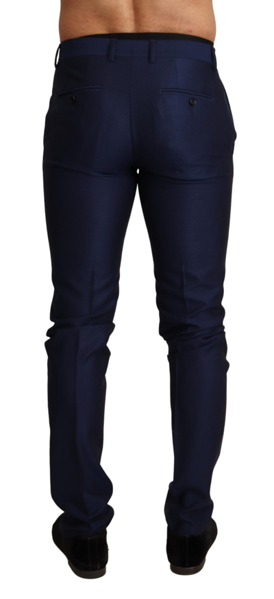 Shop Dolce & Gabbana Navy Blue Wool Dress Formal Slim Trouser Men's Pants