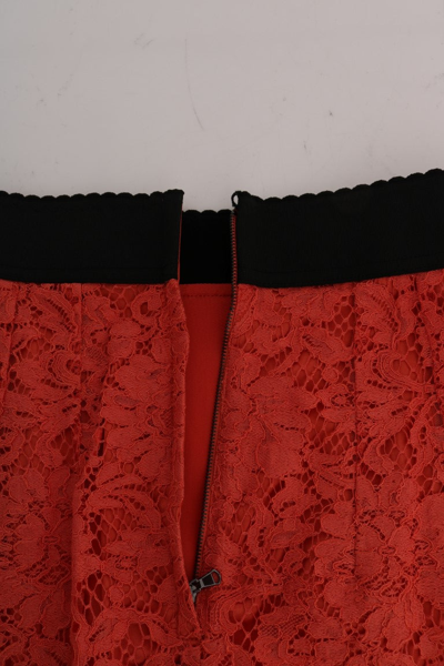 Shop Dolce & Gabbana Orange Macramé Lace Pencil Women's Skirt