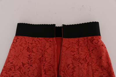 Shop Dolce & Gabbana Orange Macramé Lace Pencil Women's Skirt