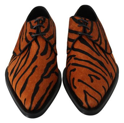 Shop Dolce & Gabbana Tiger Pattern Dress Shoes With Pony Women's Hair In Orange